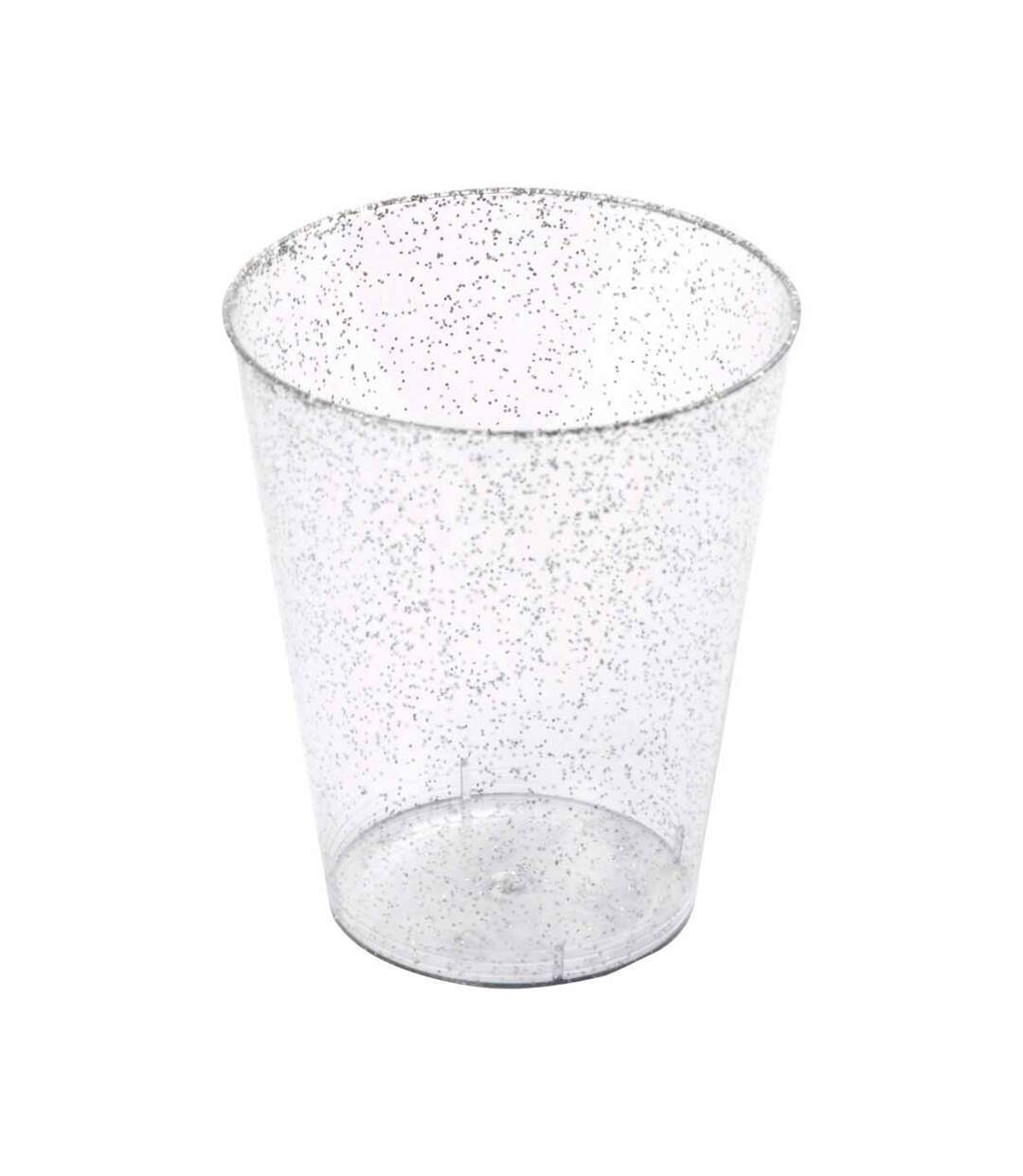 Lot de 20 Verres en Plastique Réutilisable Paillettes 20cl Argent-2