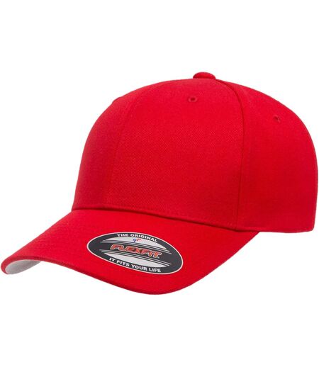 Wool blend baseball cap red Flexfit