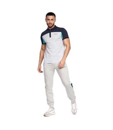 Polo jabblist homme gris chiné / bleu marine / turquoise vif Crosshatch