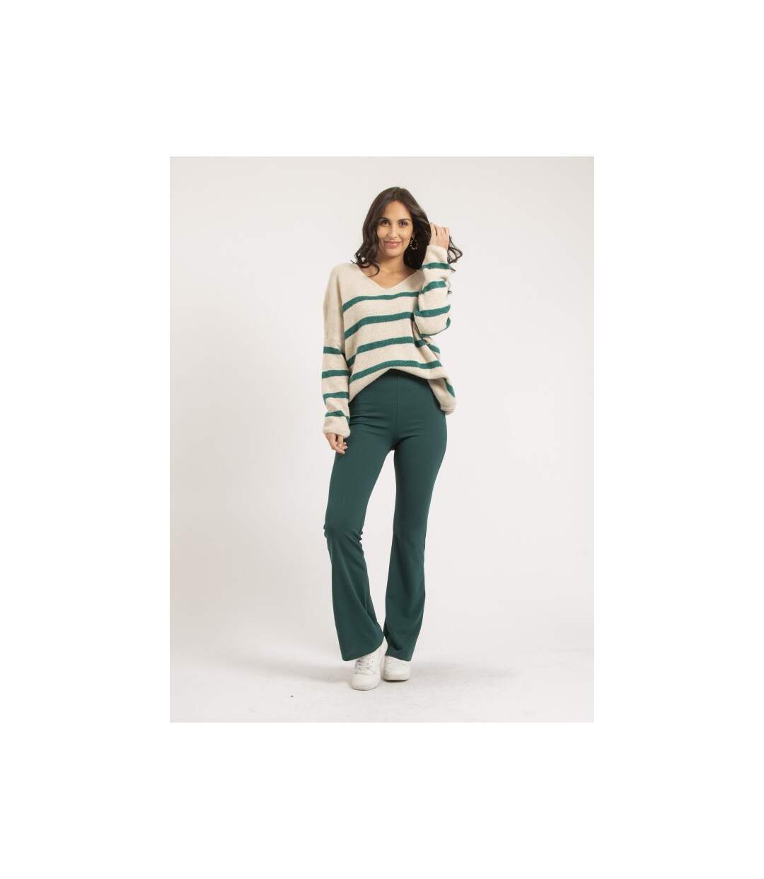 Pull col V rayures KLERVI - Dona X Lisa-4
