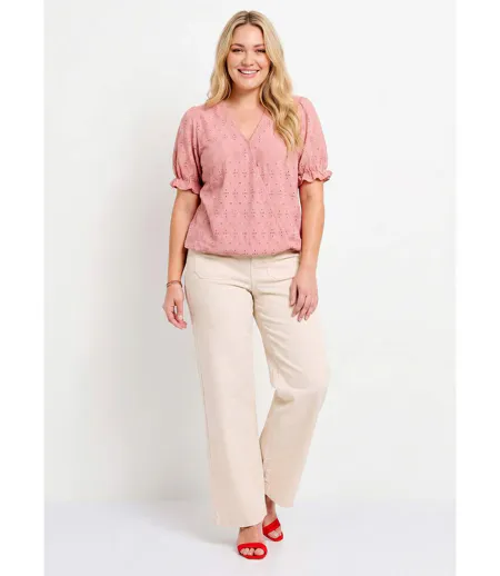 T-shirt cache-coeur blousant broderie