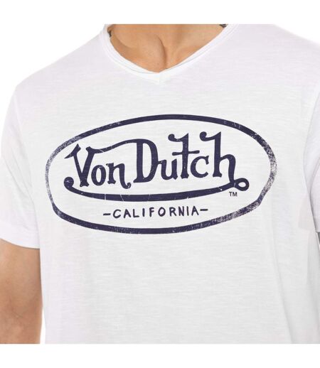 T-shirt homme en jersey col V rouloté imprimé devant Ron Vondutch