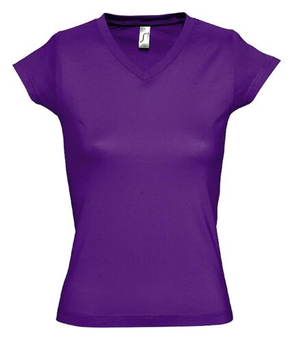 T-shirt manches courtes col V - Femme - 11388 - violet