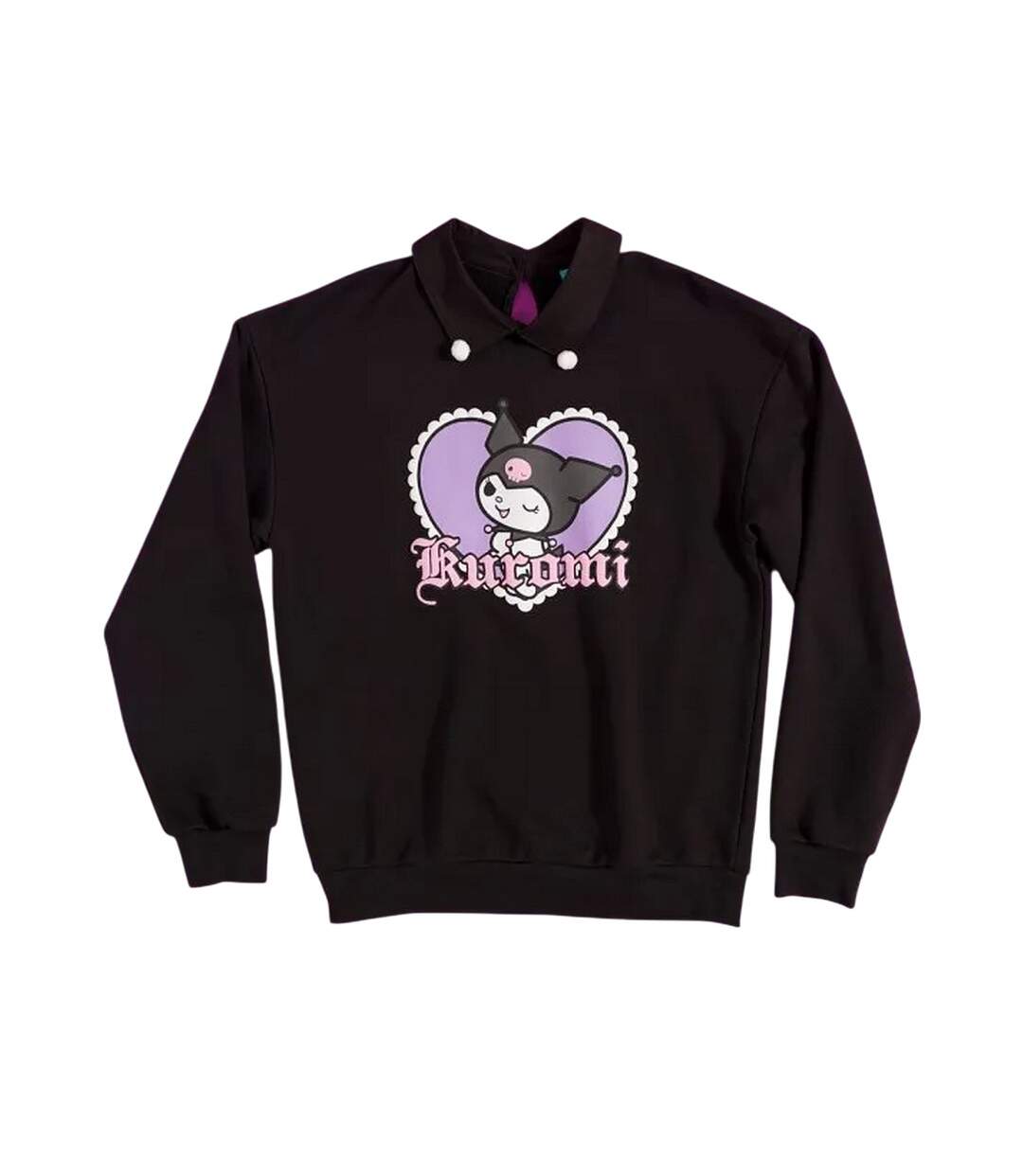 Sweat Motif/style Imprimé Puff Adulte Noir Kuromi-2