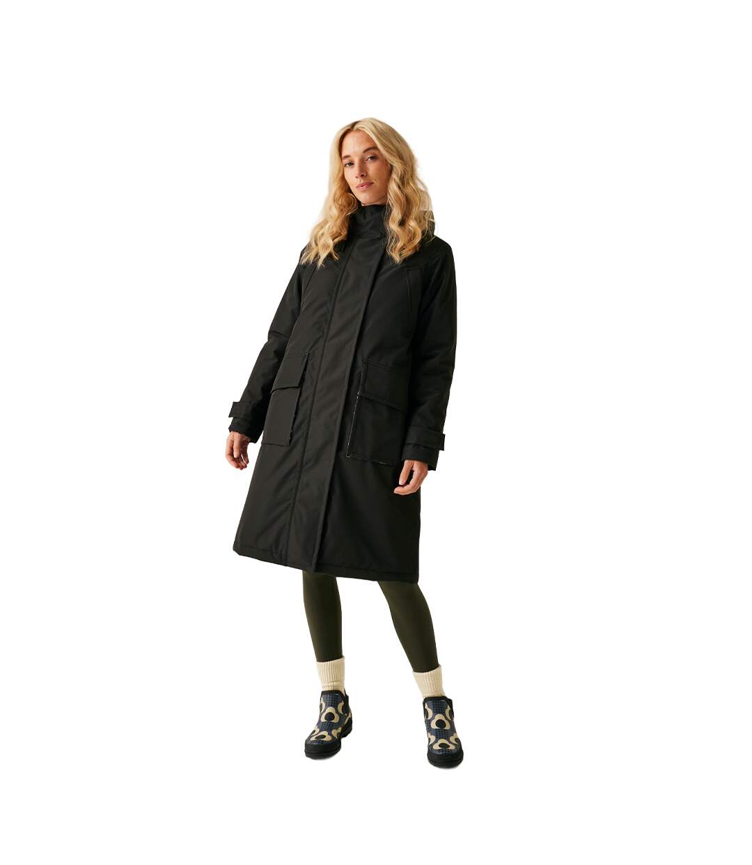 Womens/ladies Orla Kiely Birdy Longline Waterproof Jacket Black Grey Regatta-3