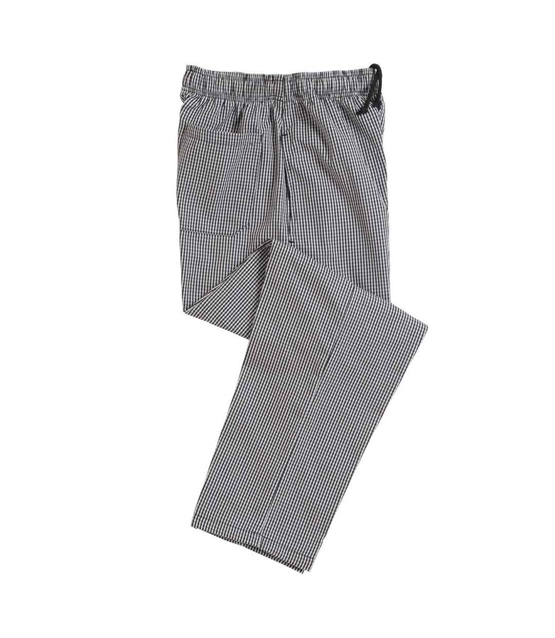 Pantalon de cuisinier adulte noir / blanc Dennys-1