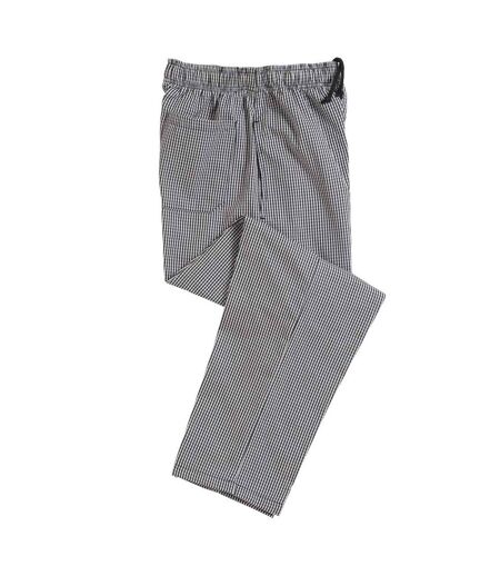 Pantalon de cuisinier adulte noir / blanc Dennys