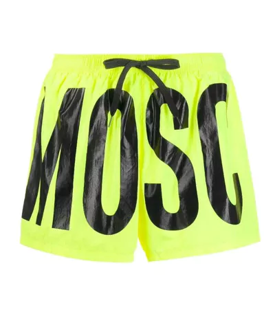 Short De Bain Motif/style Logo Homme Jaune Vif Moschino