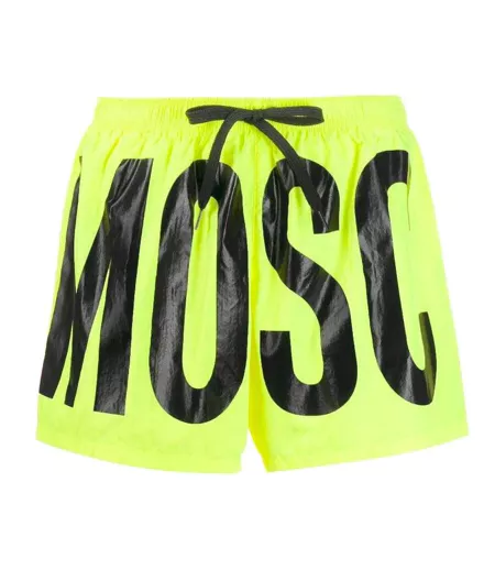 Short De Bain Motif/style Logo Homme Jaune Vif Moschino