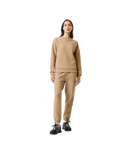 Womens/ladies Pique Crew Neck Sweatshirt Beige Lacoste