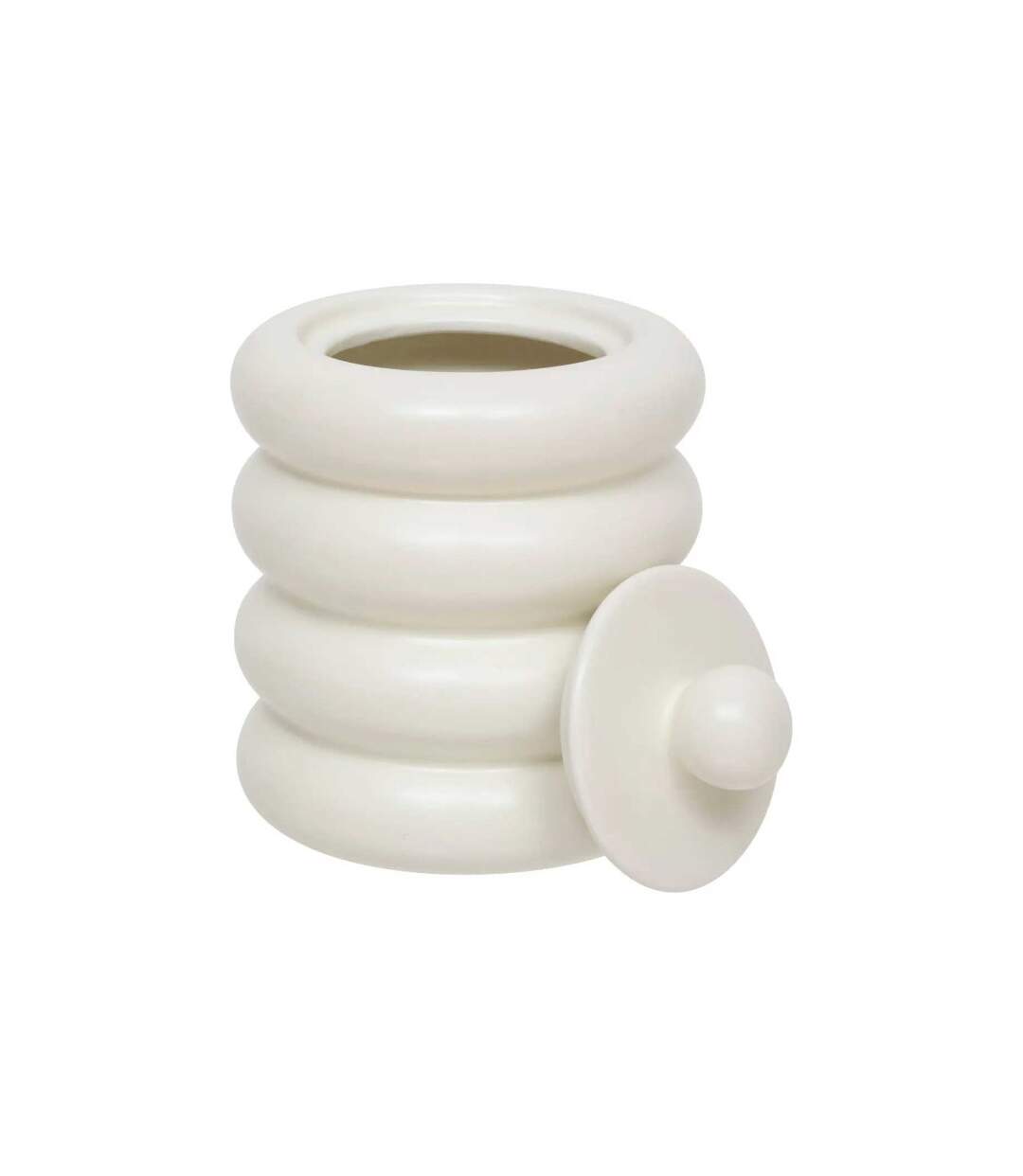 Boîte Déco en Céramique Mike 14cm Blanc-2