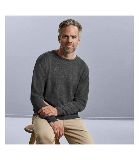 Russell Collection Mens Crew Neck Knitted Pullover Sweatshirt (Charcoal Marl) - UTRW6079