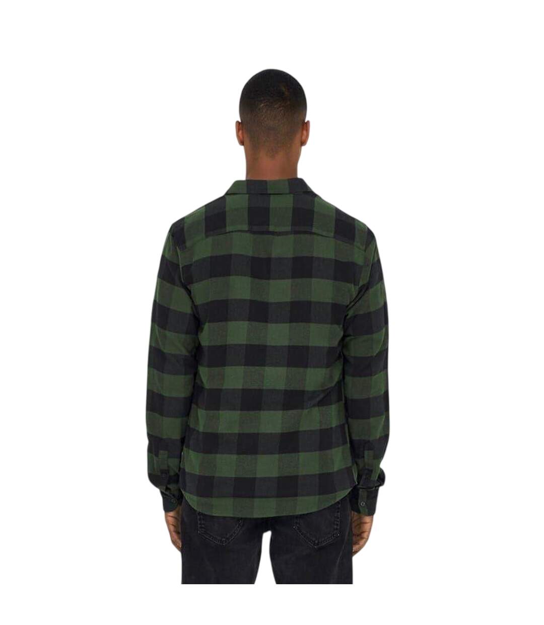 Surchemise Motif/style À Carreaux Homme Vert Kaki Foncé Only-3