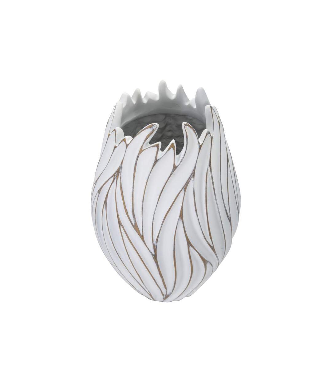 Vase Design en Relief Honduras 41cm Blanc-2