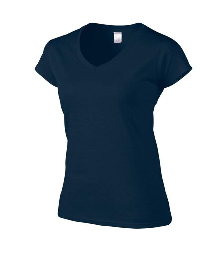 Gildan Womens/Ladies Soft Style V Neck T-Shirt (Navy)