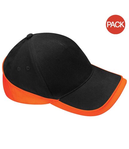 Lot de 2  casquettes de sport adulte noir/orange Beechfiel