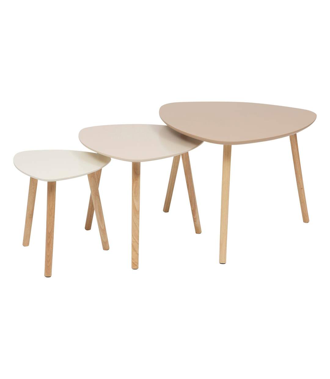 Ensemble de 3 tables d'appoint MILEO - Beige-1