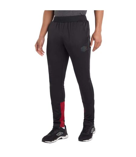 Mens Pro Training Polyester Jogging Bottoms Black Red Dahlia Umbro