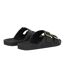 Womens/ladies Double Buckle Flat Sliders Black Biba-2