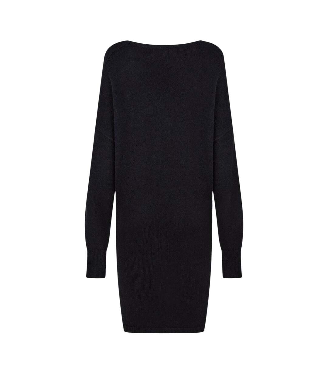 Womens/ladies Knitted Turtle Neck Sweater Dress Black Pieces-3