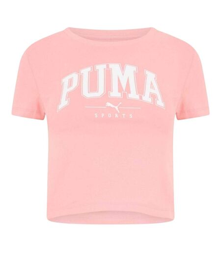 Womens/ladies Squad Cropped T-shirt Pink Puma