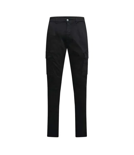 Mens Cotton Denim Slim Cargo Trousers Black Replay