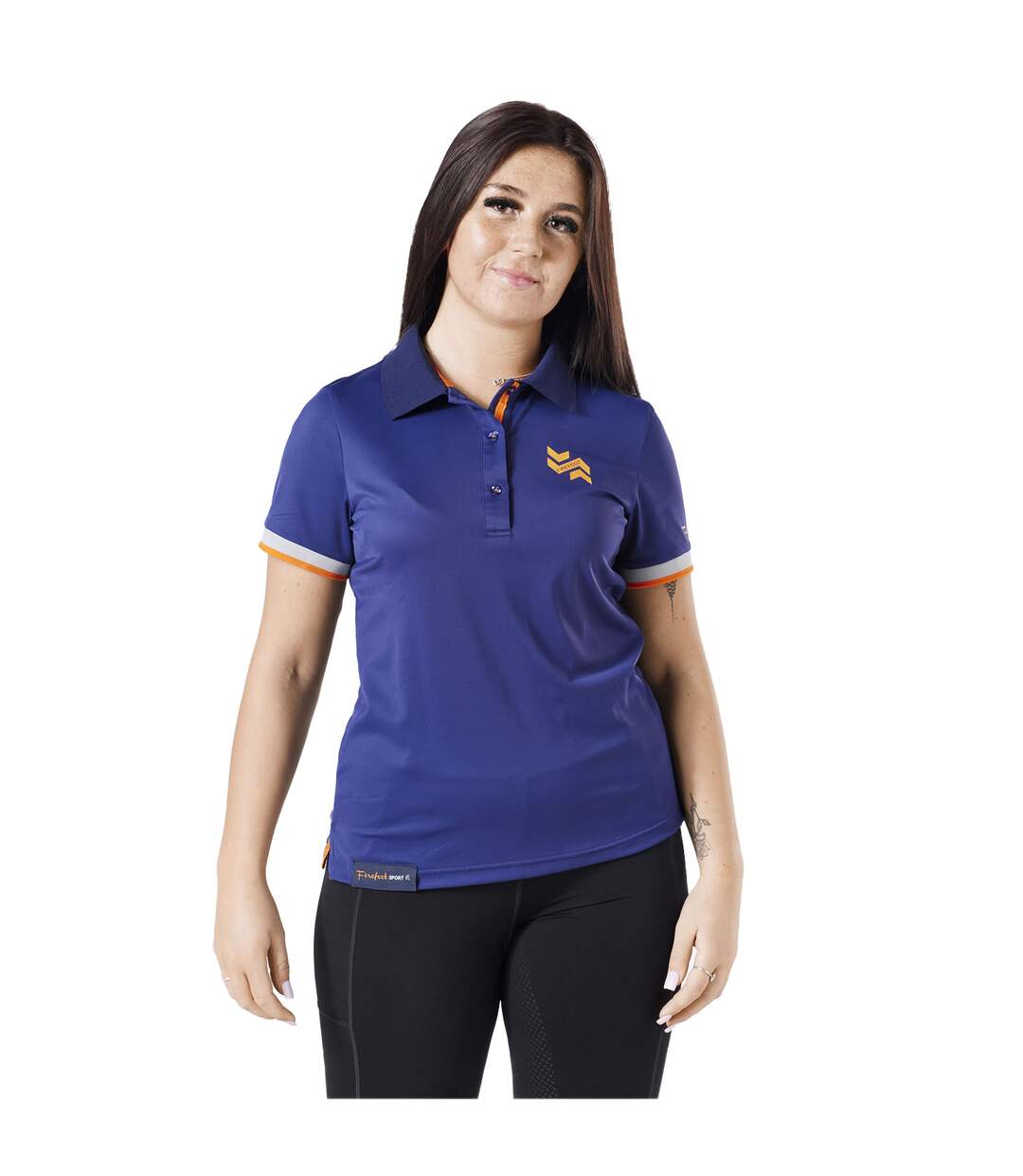 Womens/ladies polo shirt navy/orange Firefoot