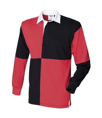 Front Row - Polo de rugby à manches longues 100% coton - Homme (Noir/Rouge (col blanc)) - UTRW474