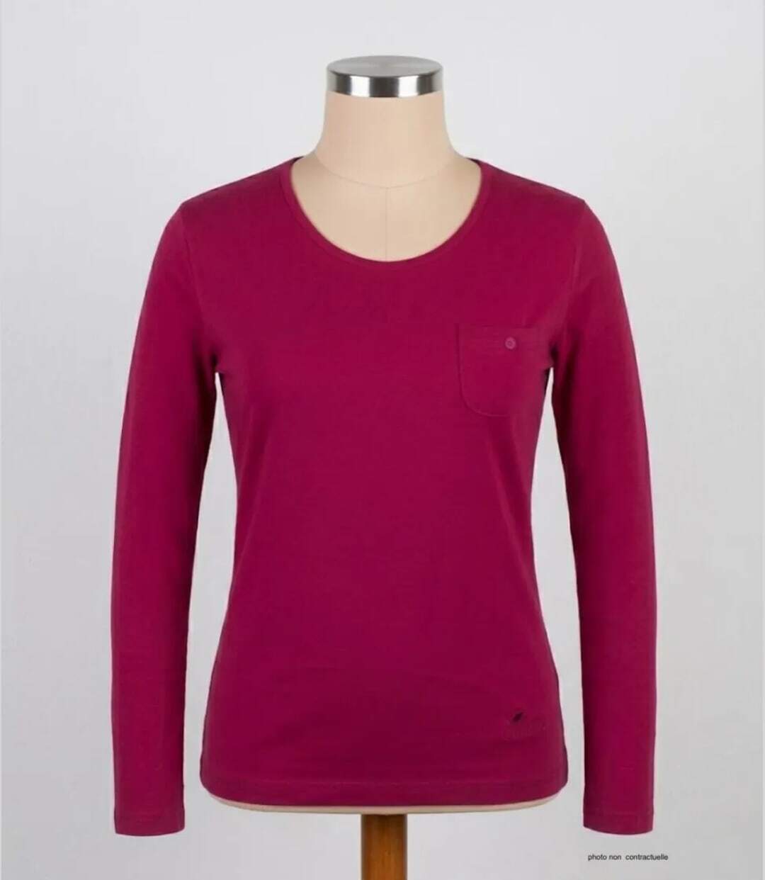 MAYFLOWER NIKITA1 : Tee-shirt manches longues violet Purple en coton avec poche poitrine-3