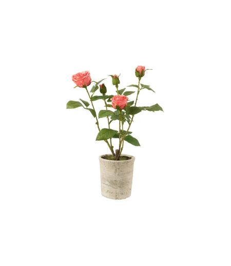 Plante Artificielle en Pot Rosier 39cm Rose