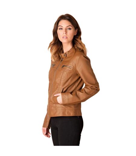 Veste motard bandit femme cognac Only
