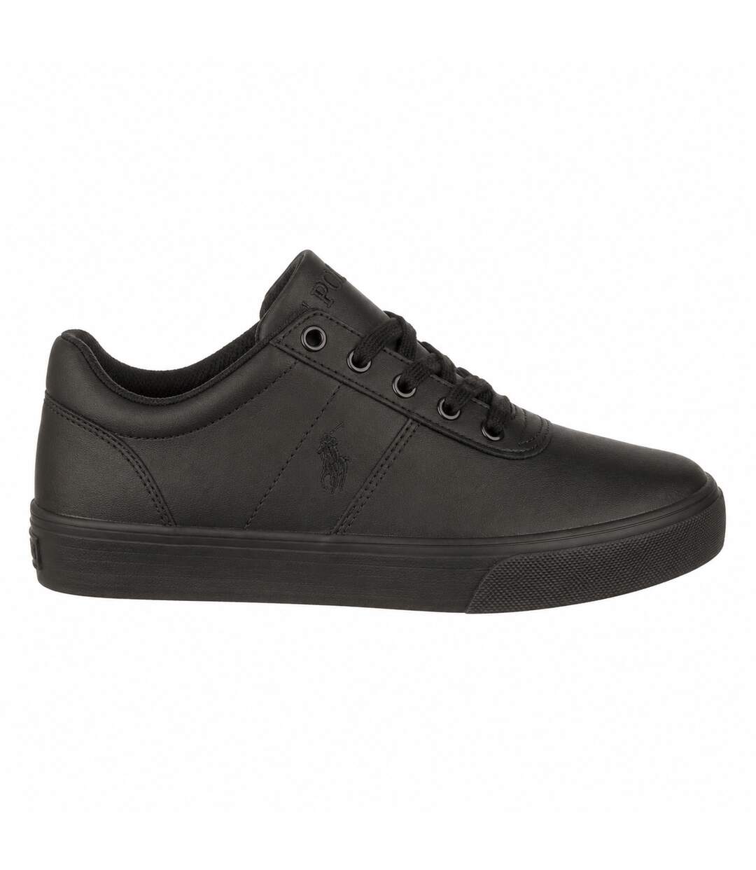 Womens/ladies Hanford Iii Leather Shoes Triple Black Ralph Lauren-1