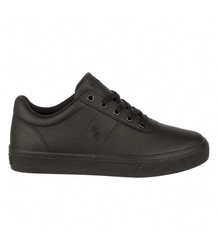 Womens/ladies Hanford Iii Leather Shoes Triple Black Ralph Lauren