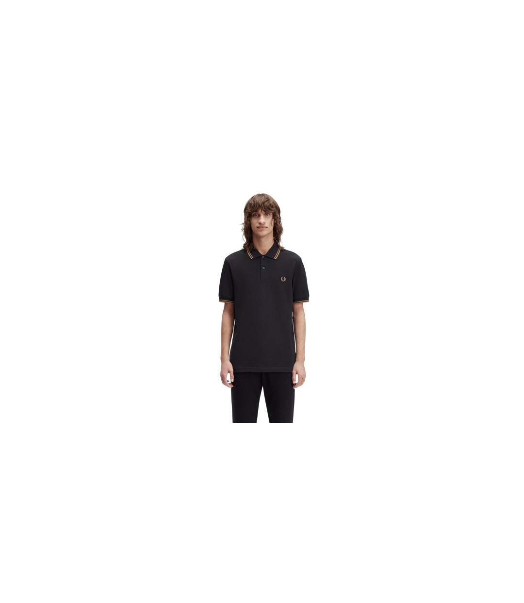 Polo Motif/style Double Pointe Homme Noir Bleu Fred Perry-1