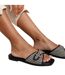 Womens/ladies vermont raffia buckle sliders black Where´s That From