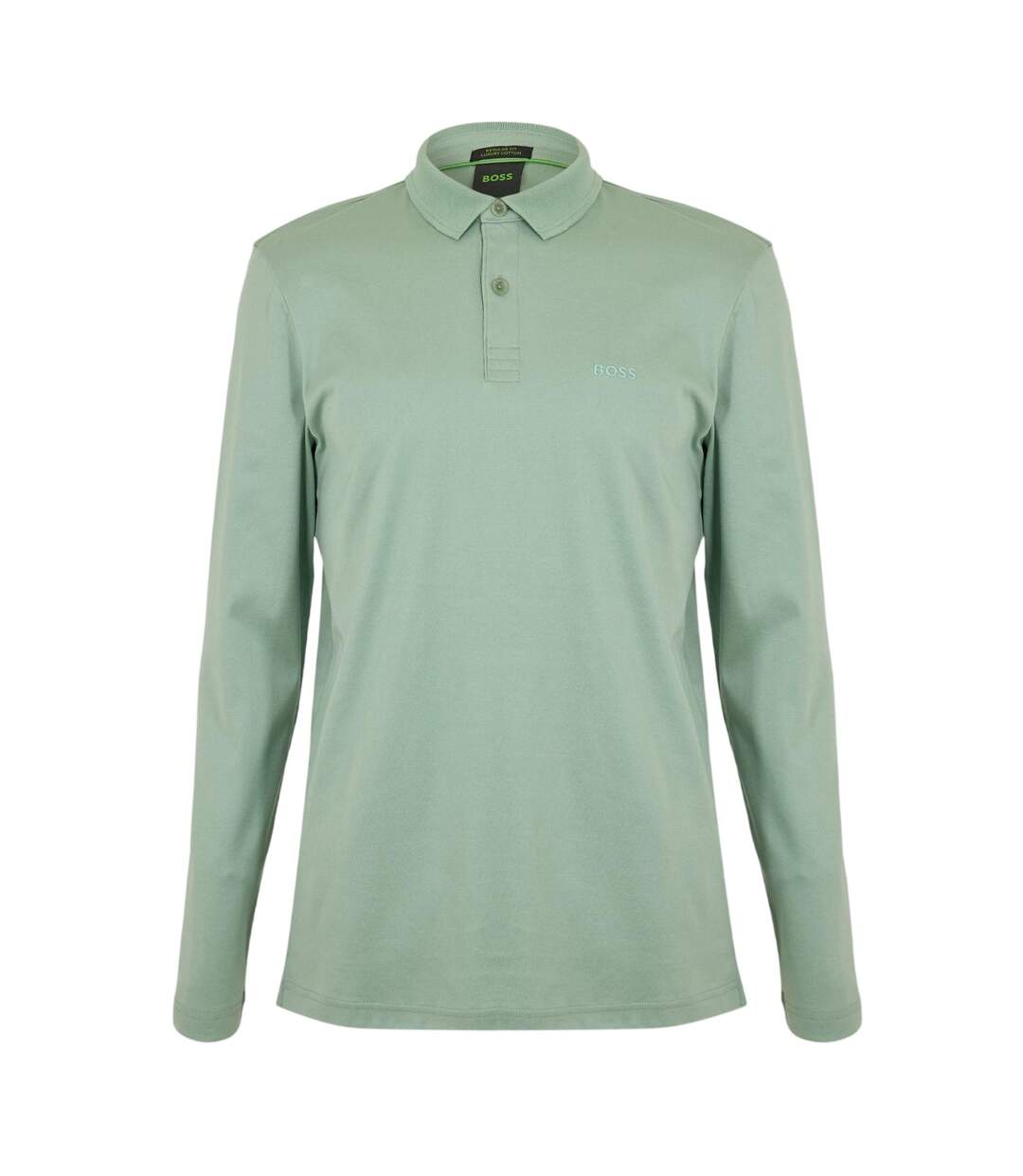 Mens Pirol Logo Long-sleeved Polo Shirt Green Boss-2
