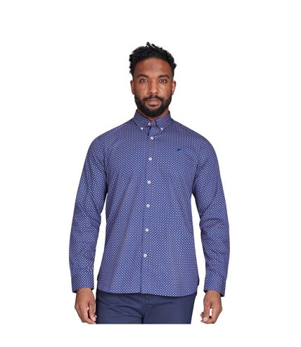 Mens geometric long-sleeve shirt marine Raging Bull