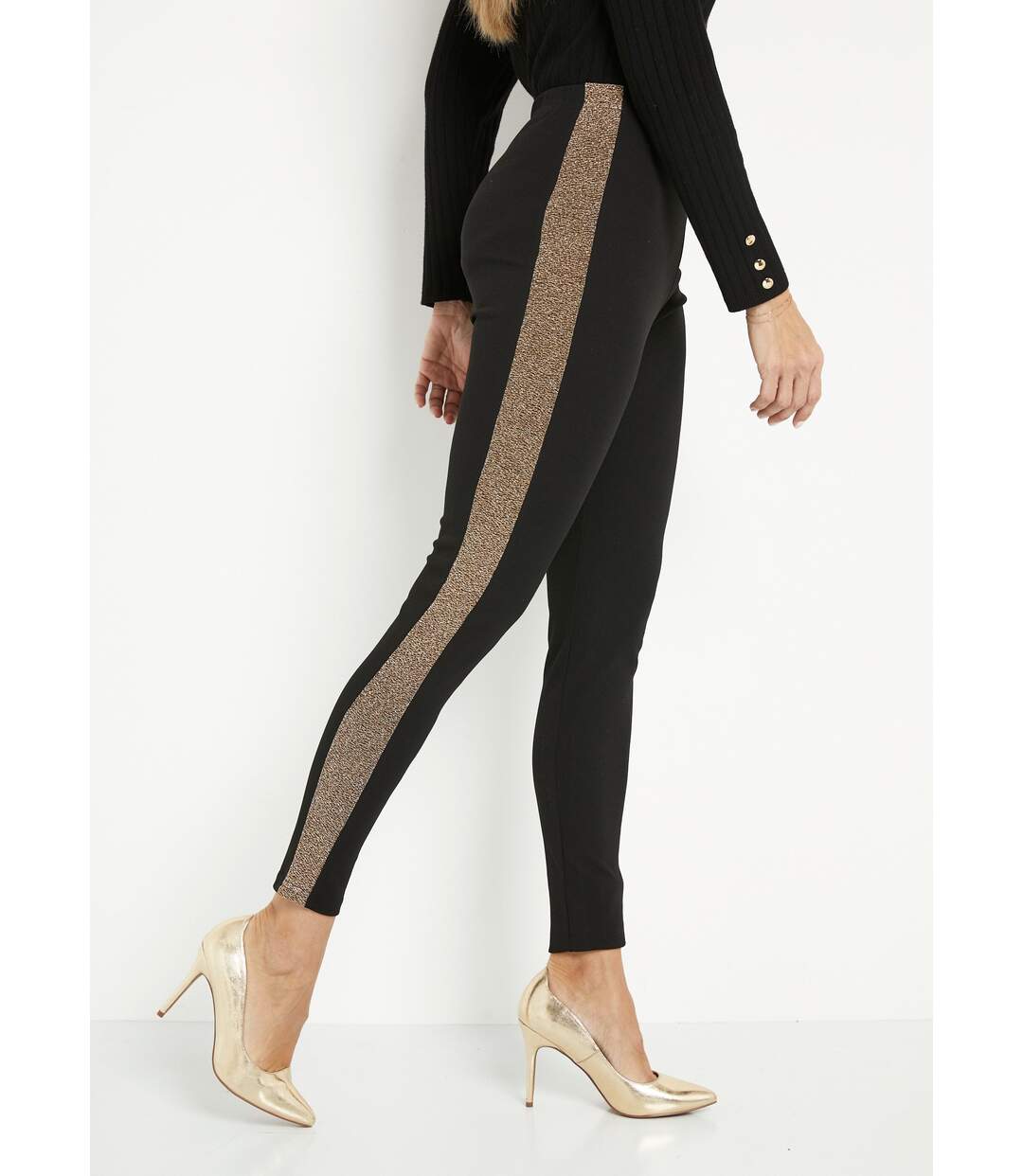 Legging taille élastiquée côtés brillants-3