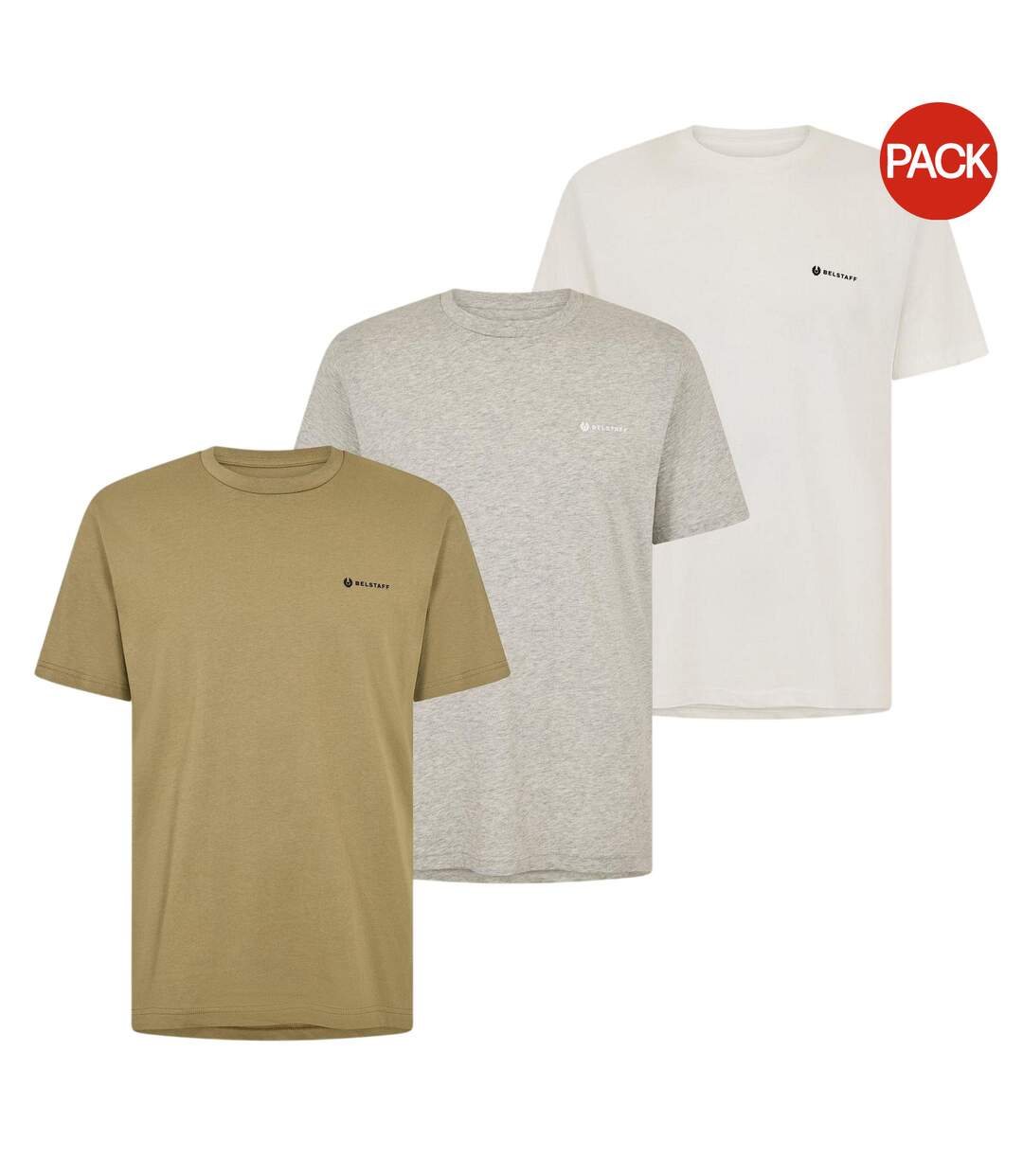 Lot De 3  T-shirts Motif/style Logo Homme Blanc Vert Argenté Belstaff-2