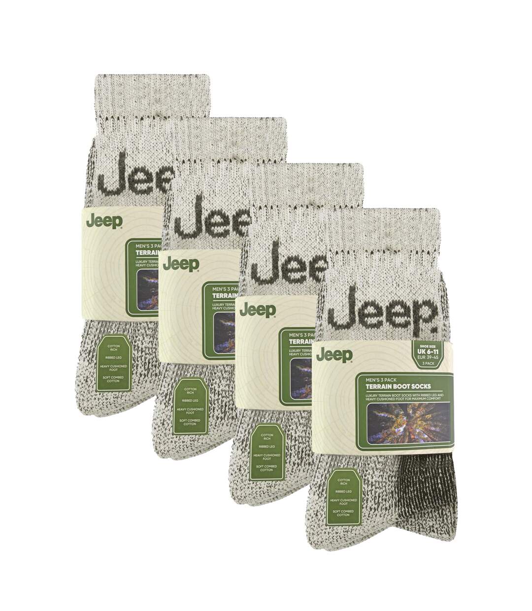 Jeep - 12 paires de chaussettes de randonnée en coton rembourré pour hommes-2