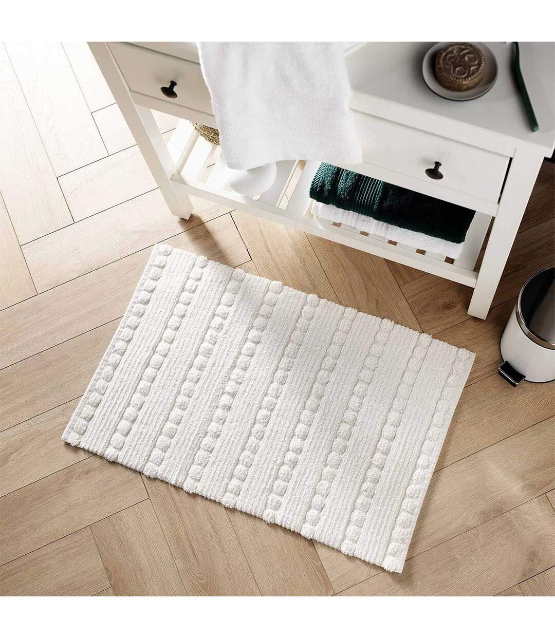 Tapis de Bain Jacquard Cleonis 50x80cm Blanc-5