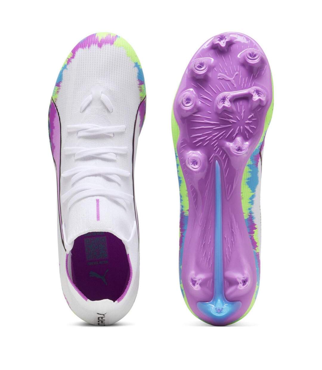 Womens/ladies Ultra Match+ Firm Ground Football Boots White Purple Puma-3