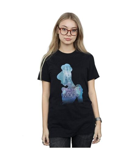 Disney Princess Womens/Ladies Cinderella Filled Silhouette Cotton Boyfriend T-Shirt (Black)