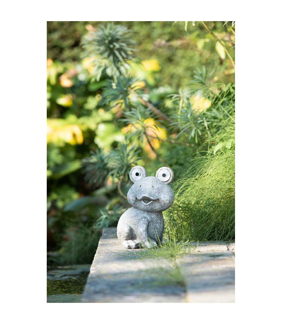 Statuette Déco Grenouille Solaire 22cm Gris-3