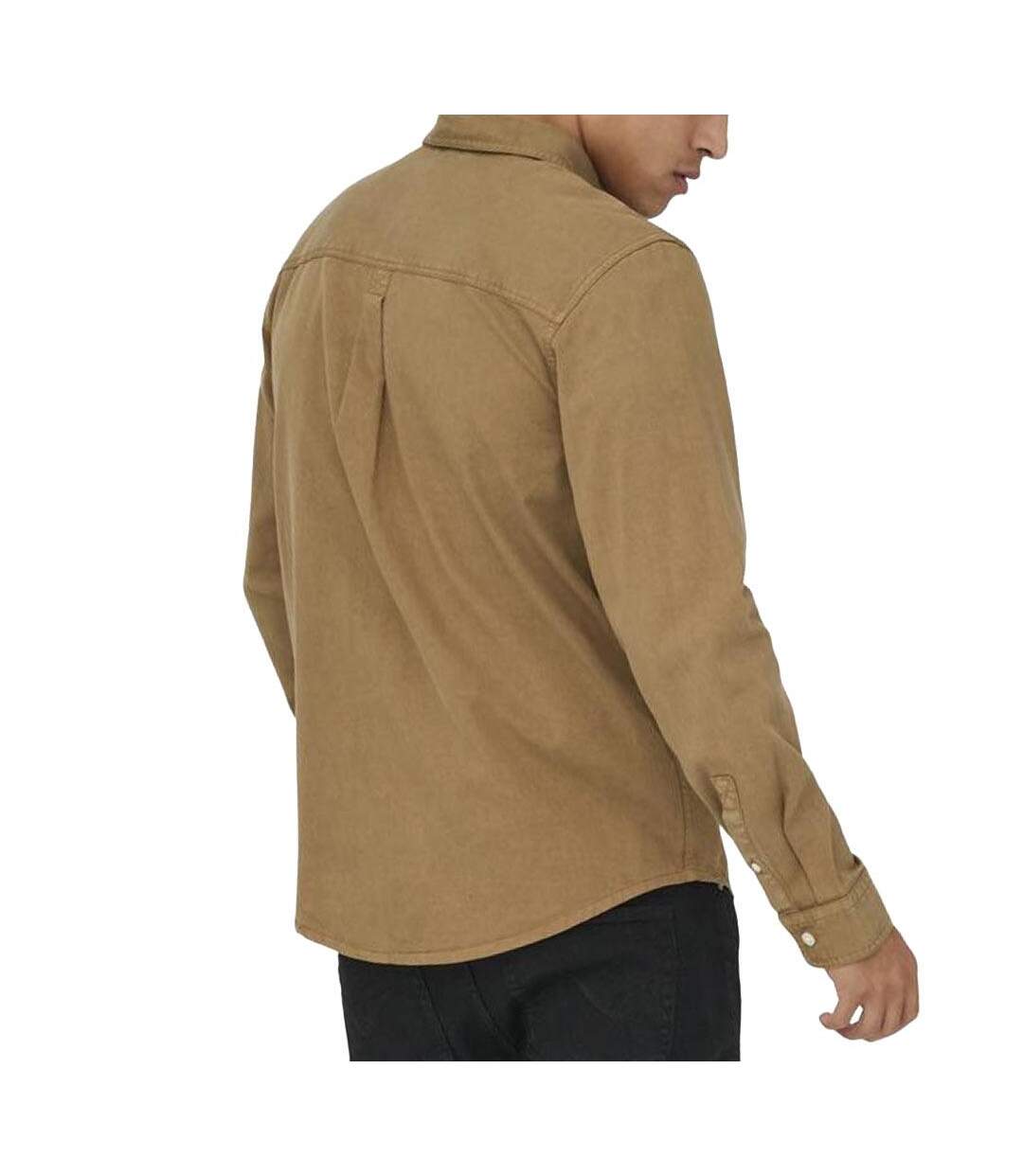 Chemise marron homme only & sons sotto-2