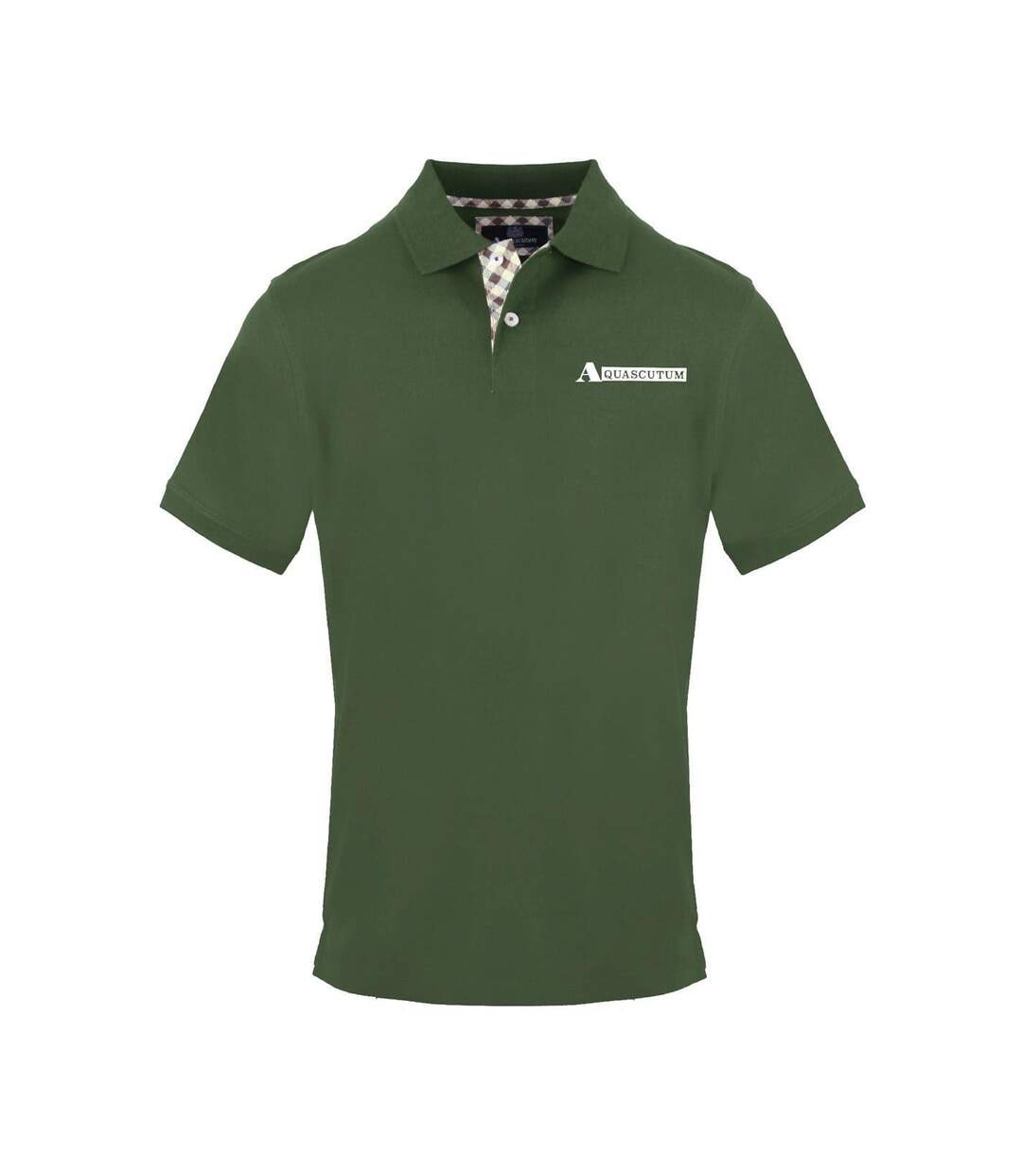 Mens Logo Collared Short-sleeved Polo Shirt Military Green Aquascutum-1