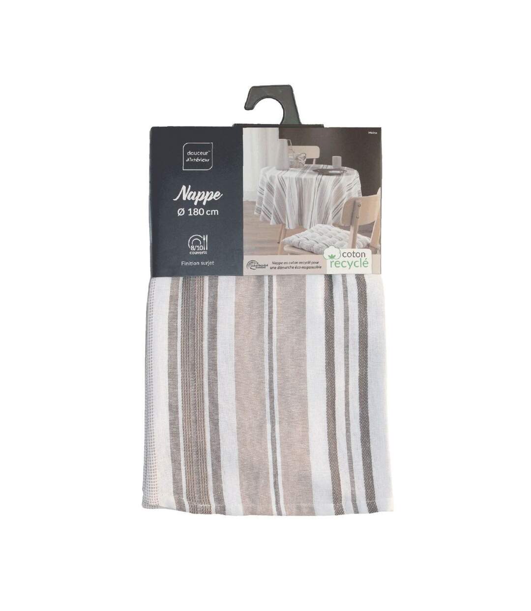 Nappe Ronde Imprimé Melina 180cm Gris-4