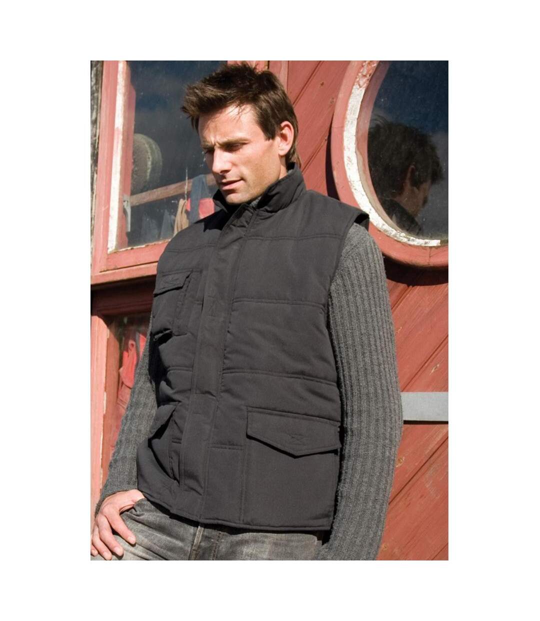 Veste Sans Manches Rembourrée Coupe-vent Homme Noir Result-1