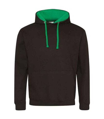 Womens/ladies varsity hoodie jet black/kelly green Awdis