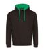 Womens/ladies varsity hoodie jet black/kelly green Awdis